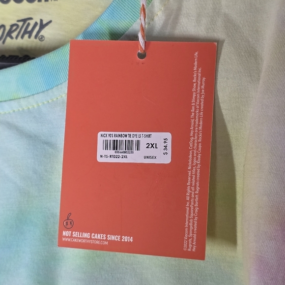 Cakeworthy x Nickelodeon 90's Rainbow Tie Dye Long Sleeve T-Shirt Size 2XL - Picture 6 of 9